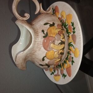 Rustic Ceramic Pitcher and Plate Set